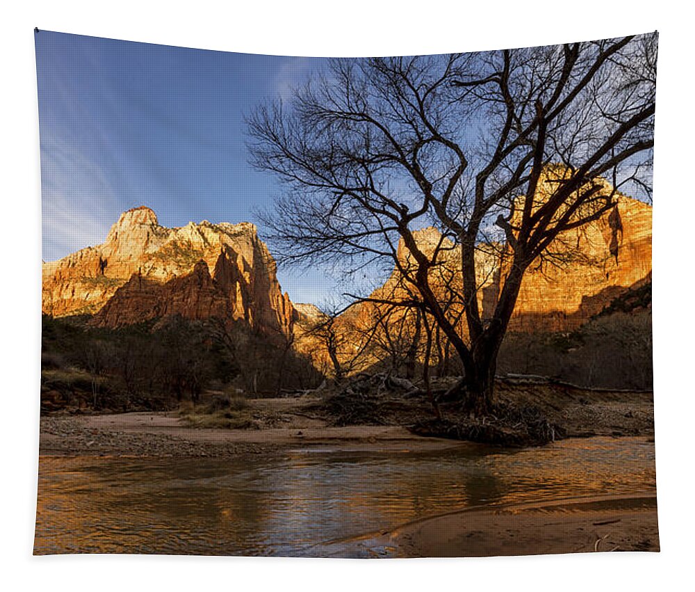 Zion Tapestry featuring the photograph Virgin Reflection by Chad Dutson