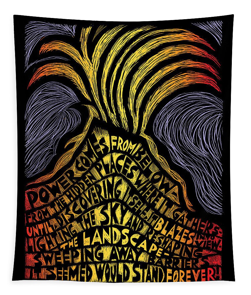 Power Tapestry featuring the mixed media Volcano by Ricardo Levins Morales