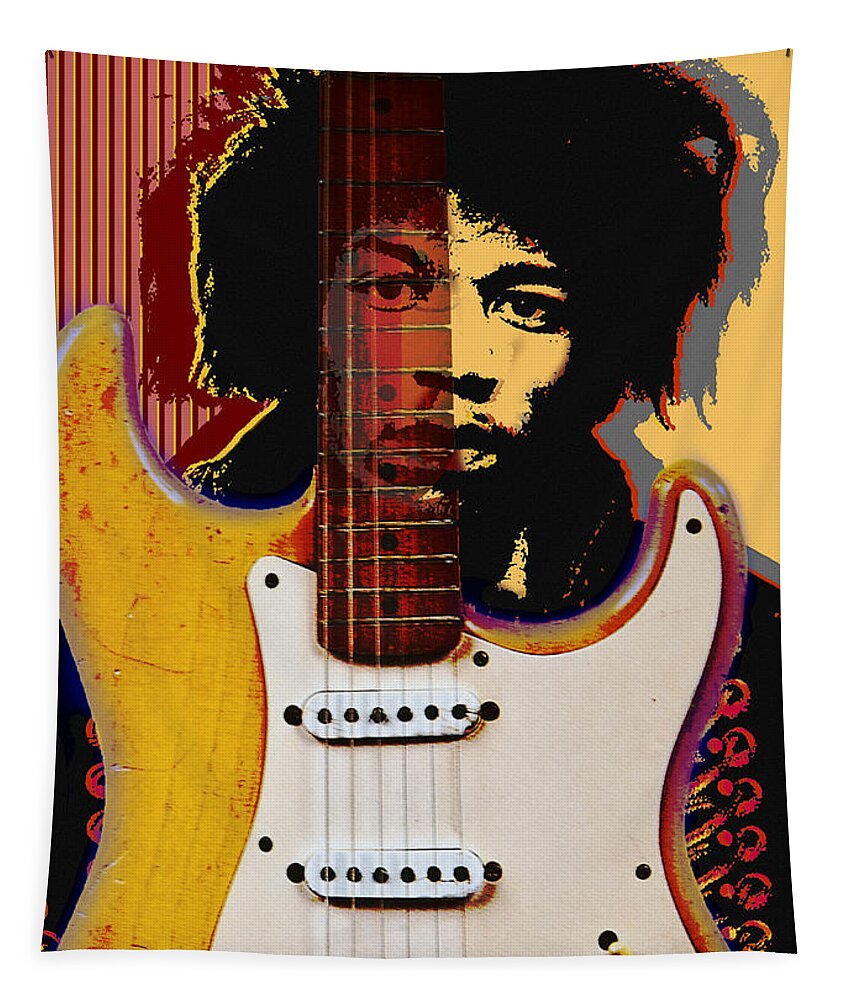  Jimi Hendrix Tapestry featuring the digital art Jimi Hendrix Electric Guitarist by Larry Butterworth