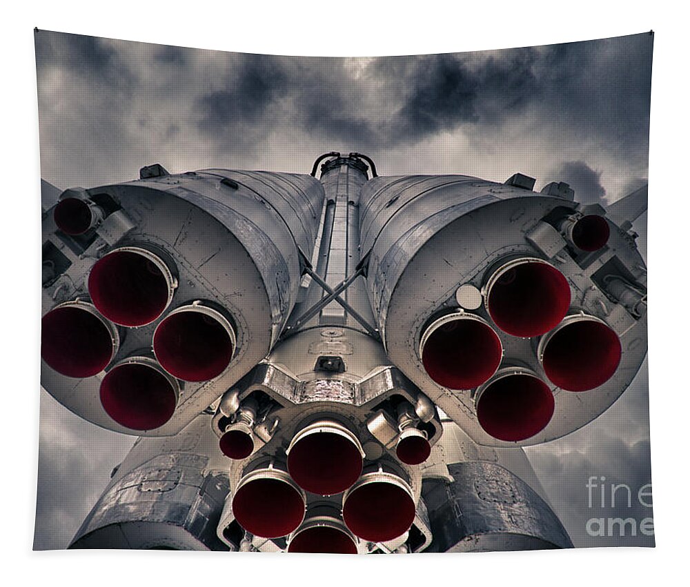 Afterburner Tapestry featuring the photograph Vostok rocket engine by Stelios Kleanthous
