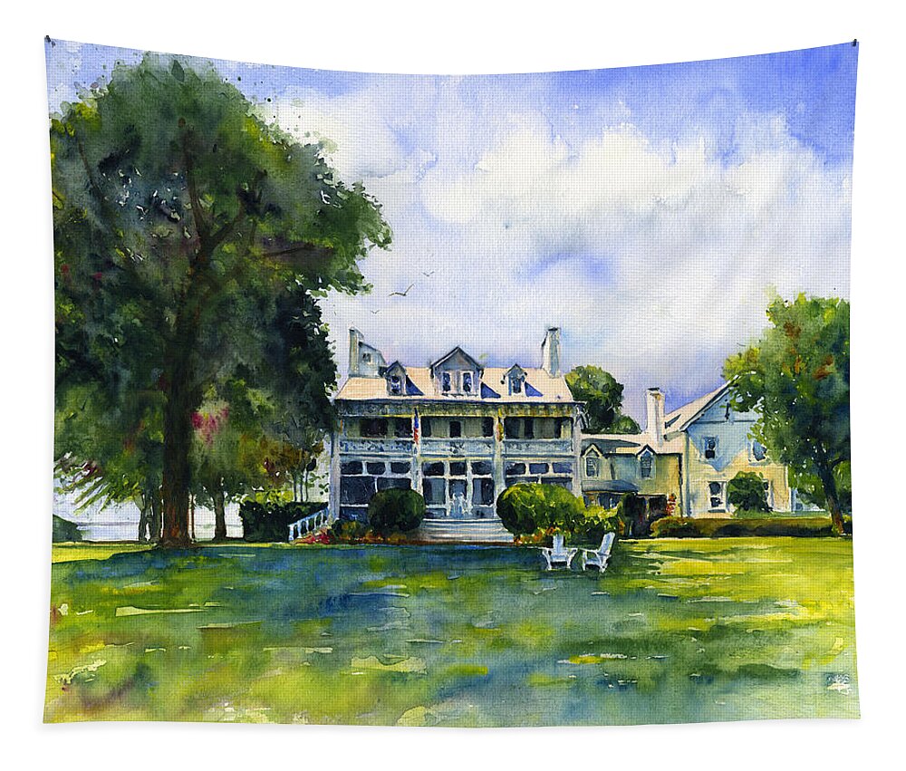 Inn Tapestry featuring the painting Wades Point Inn by John D Benson