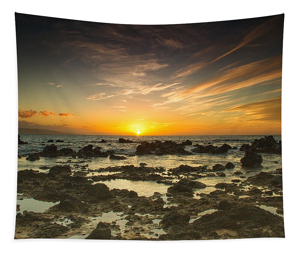 Maui Beach Sunset Tapestry featuring the photograph Wailea sunset by Kunal Mehra