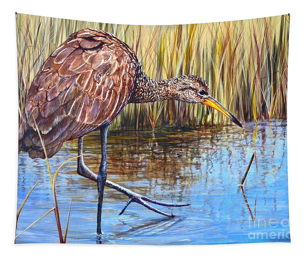 Wading Bird Tapestry featuring the painting Wailing Bird by AnnaJo Vahle