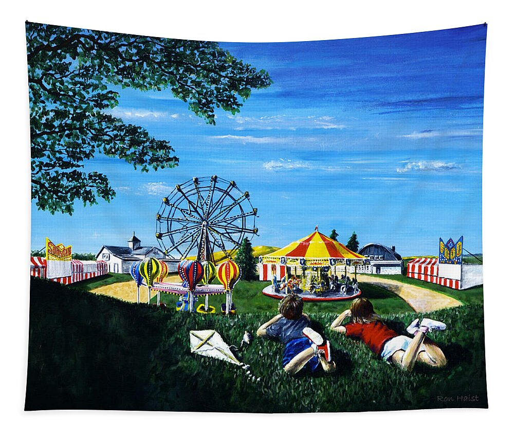 Fair Tapestry featuring the painting Waiting for the Fair by Ron Haist