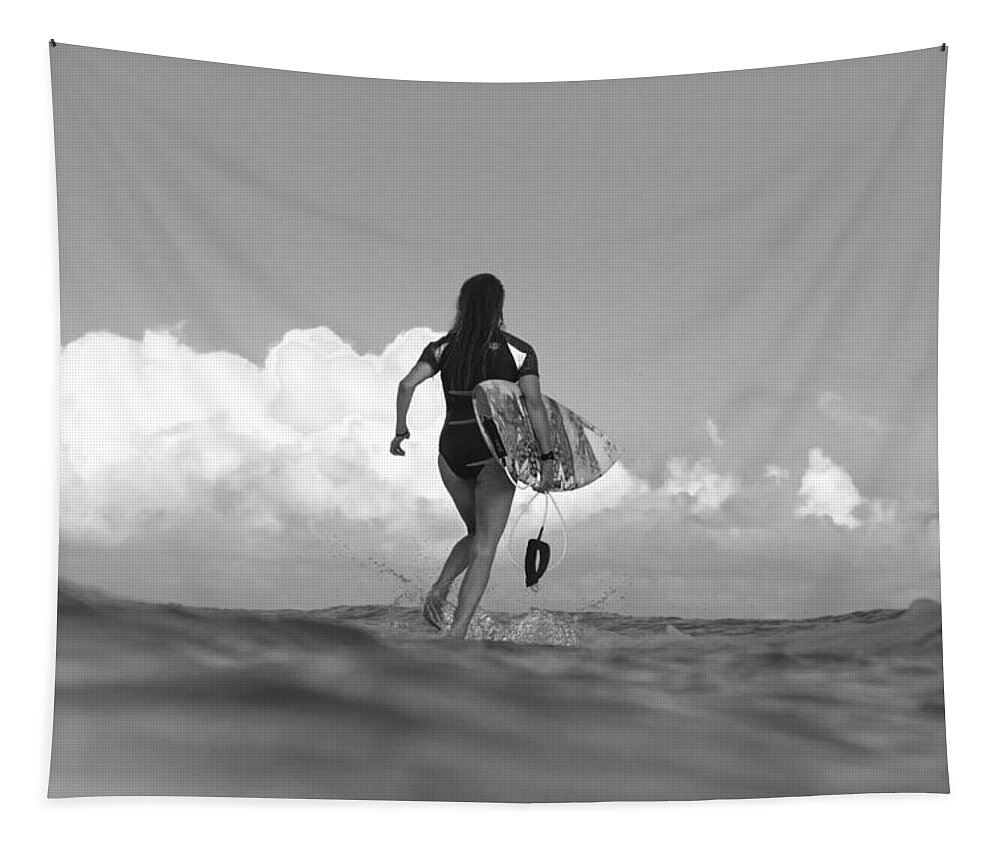 Black And White Tapestry featuring the photograph Walk On Water by Sean Davey
