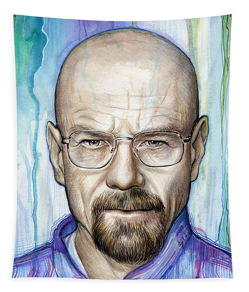 Breaking Bad Tapestry featuring the painting Walter White - Breaking Bad by Olga Shvartsur