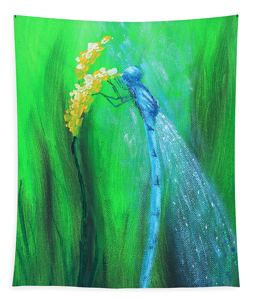 Dragonfly Tapestry featuring the painting Summer's Day by Kume Bryant