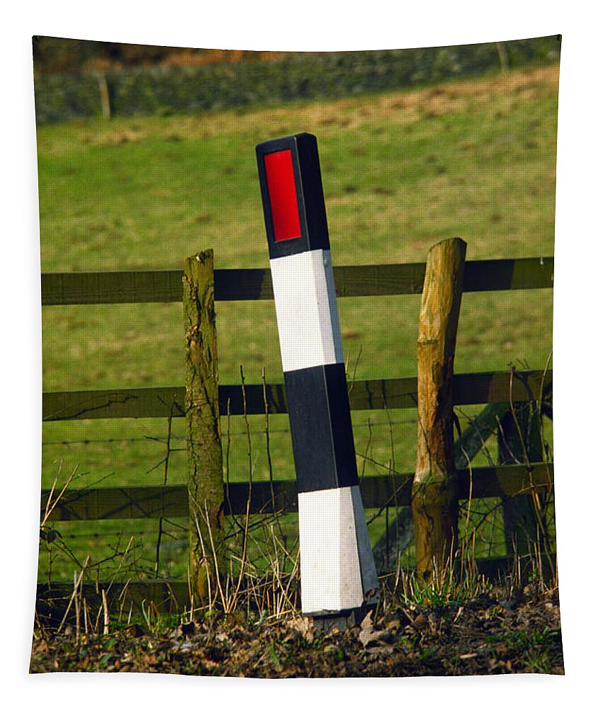 Road Tapestry featuring the photograph Warning Post by Gordon James