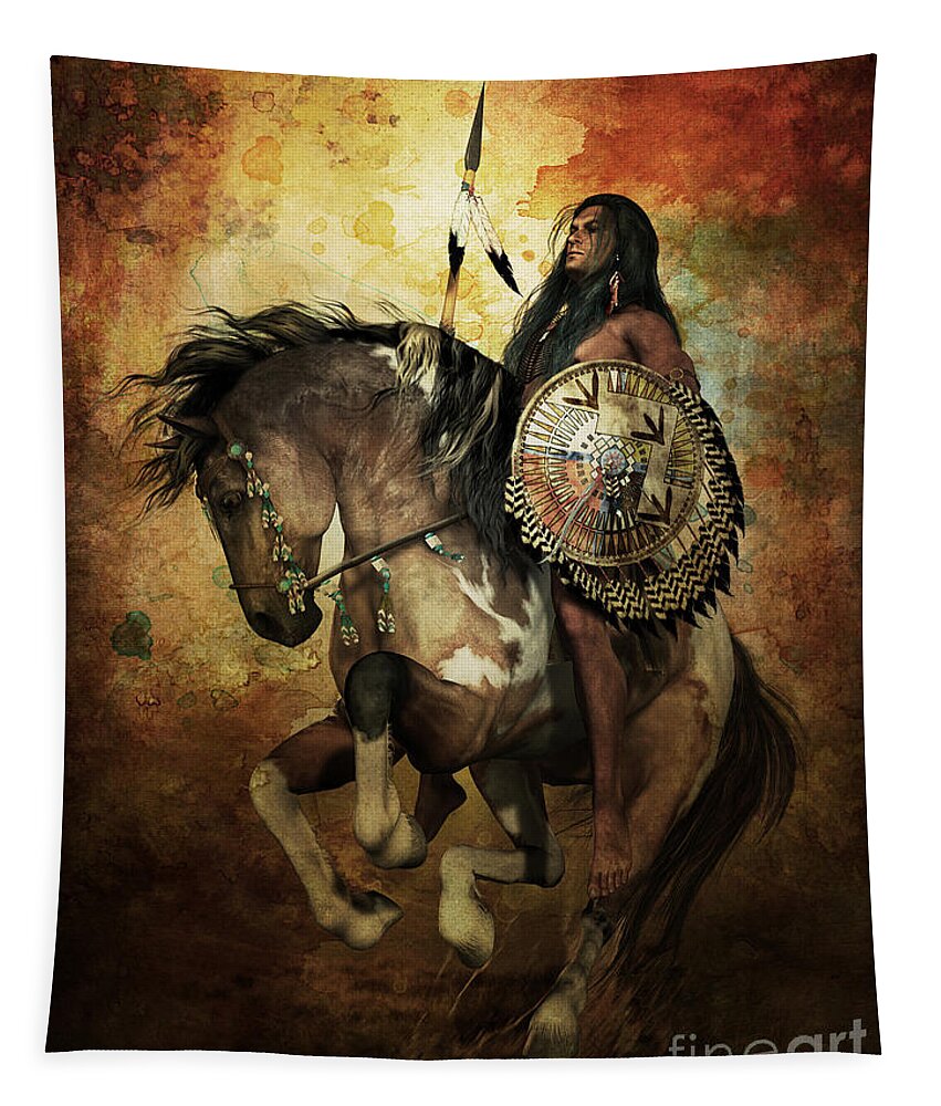 Courage Tapestry featuring the digital art Warrior by Shanina Conway