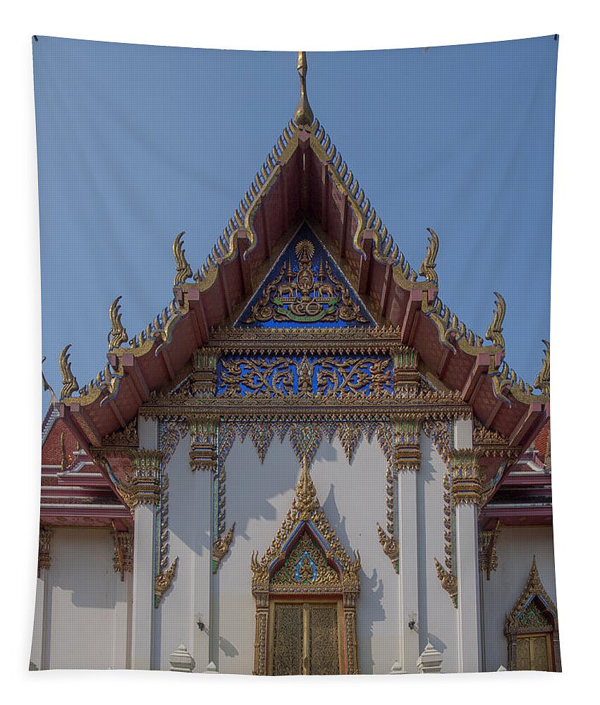 Temple Tapestry featuring the photograph Wat Phichai Songkhram Phra Ubosot Side Entrance DTHSP0045 by Gerry Gantt