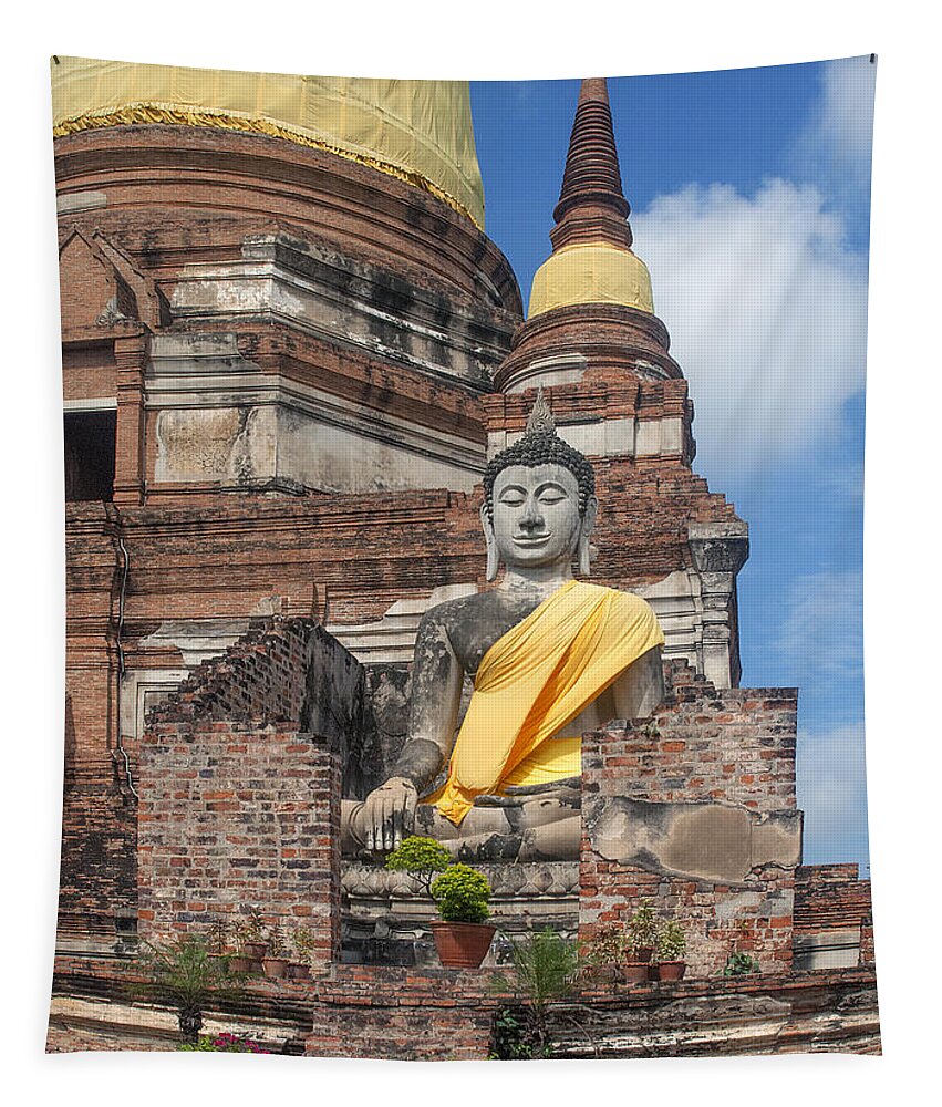 Scenic Tapestry featuring the photograph Wat Phra Chao Phya-Thai Buddha Image in Ruined Alcove DTHA003 by Gerry Gantt