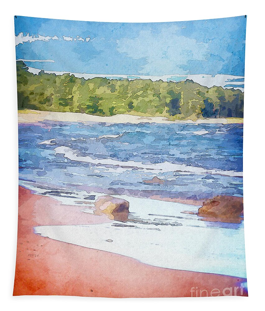 Digital Art Tapestry featuring the digital art Water Colors And Sandy Shores by Phil Perkins