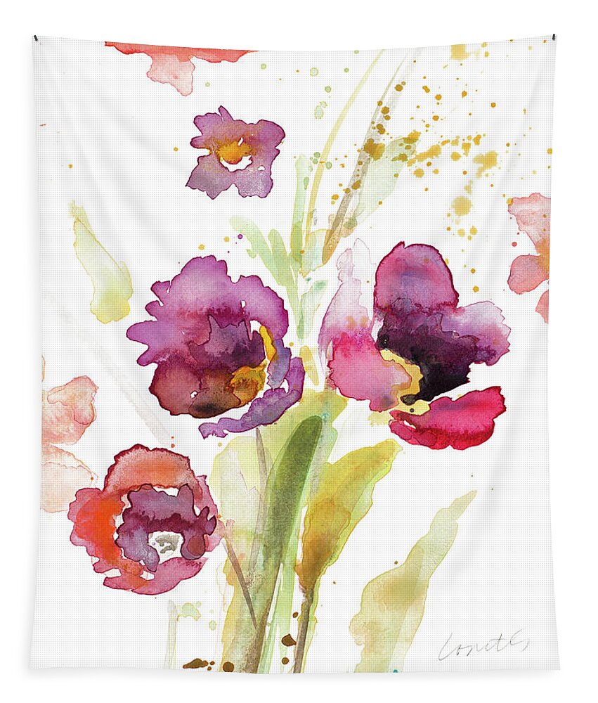 Watercolor Tapestry featuring the painting Watercolor Modern Poppies by Lanie Loreth
