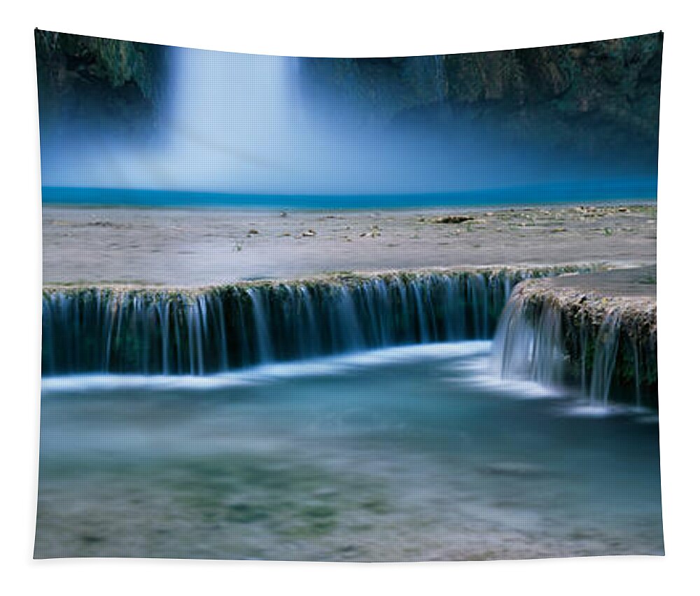 Photography Tapestry featuring the photograph Waterfall In A Forest, Mooney Falls by Panoramic Images
