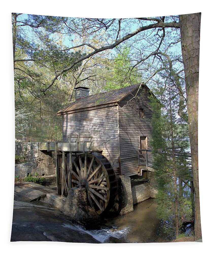 0138 Tapestry featuring the photograph Waterwheel at Stone Mountain by Gordon Elwell