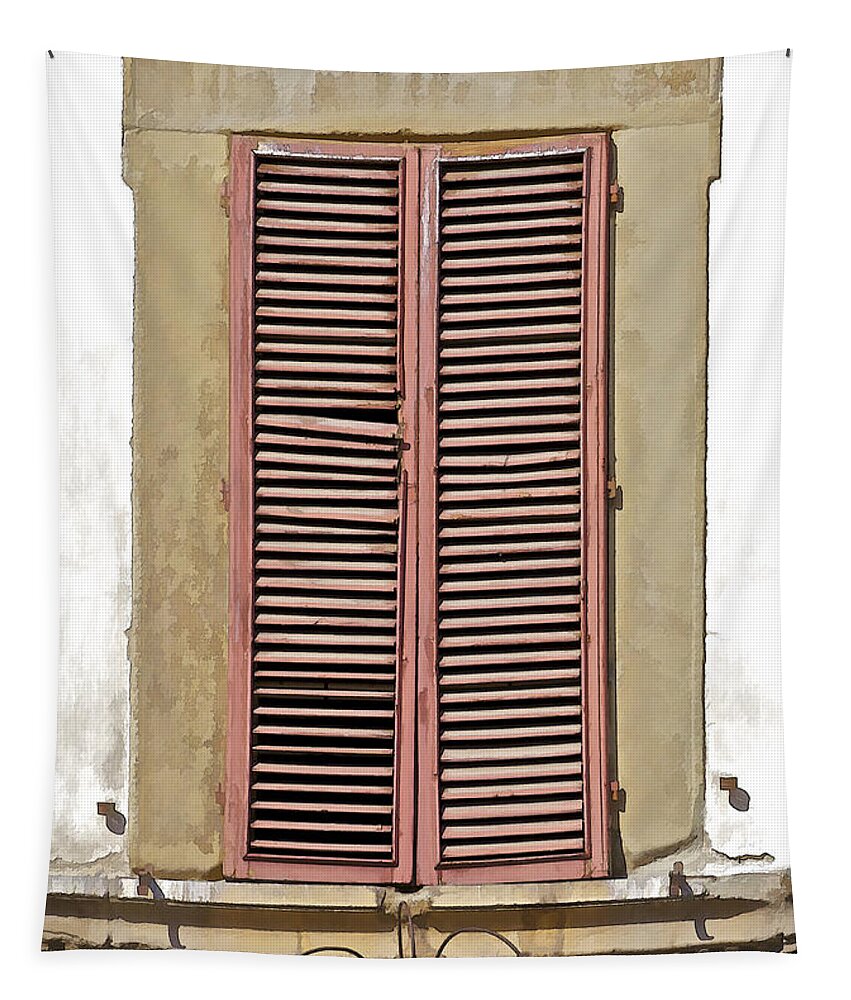 Europe Tapestry featuring the photograph Weathered Brown Wood Window Shutters of Tuscany by David Letts