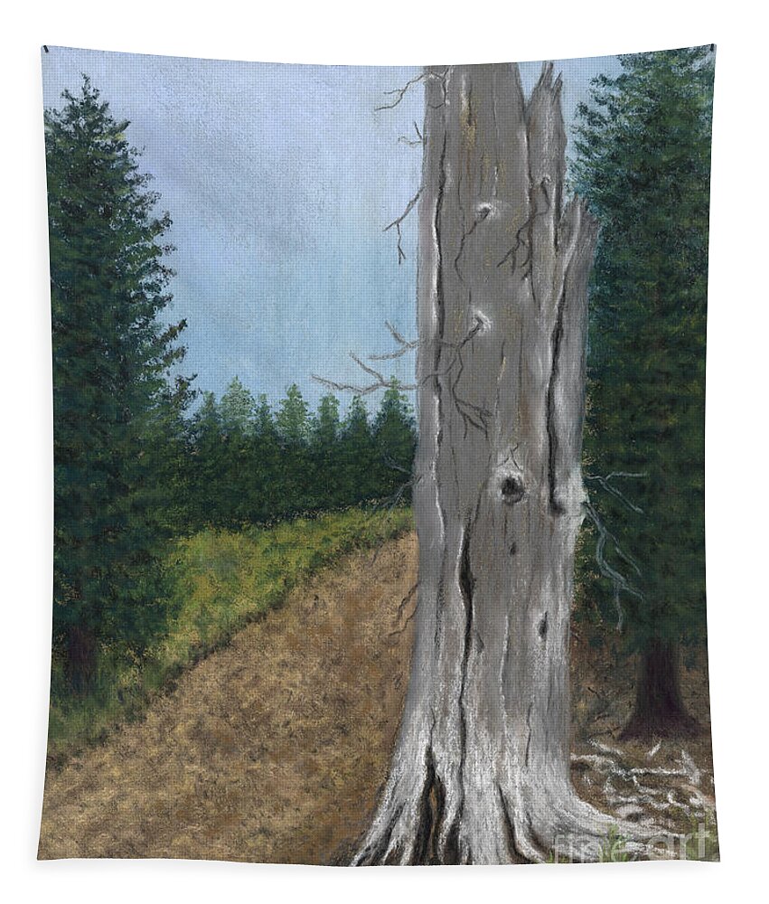 Tree Tapestry featuring the painting Weathered Trunk by Ginny Neece