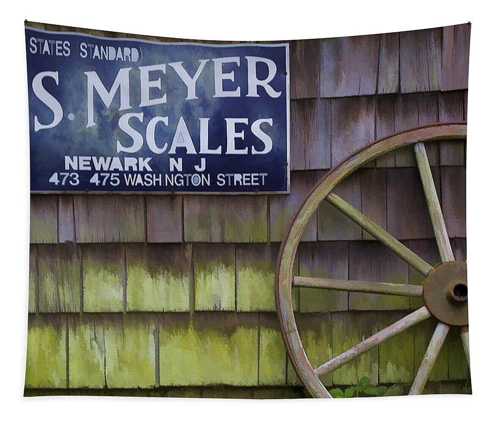 Artistic Tapestry featuring the photograph Weathered Wood Wagon Wheel by David Letts