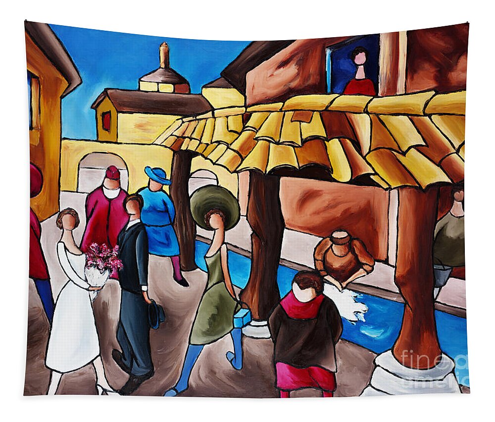 Wedding Tapestry featuring the painting Wedding On Laundry Day by William Cain