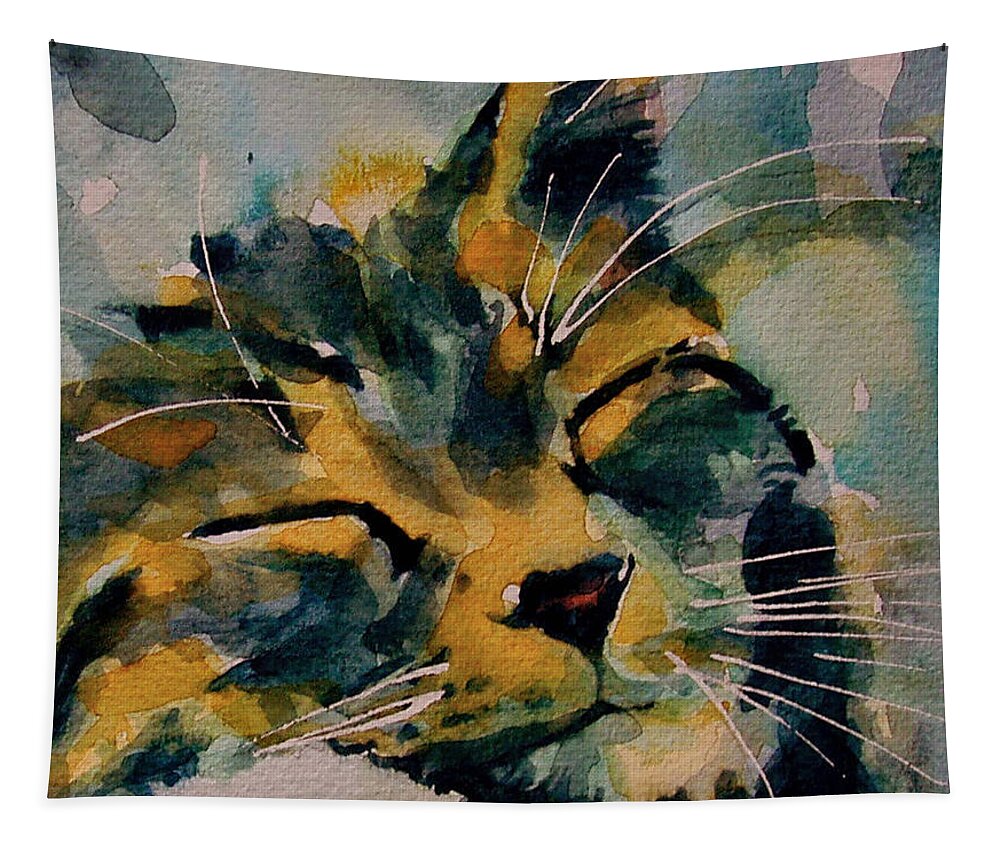 Cat Tapestry featuring the painting Weeeeeee Sleepee by Paul Lovering