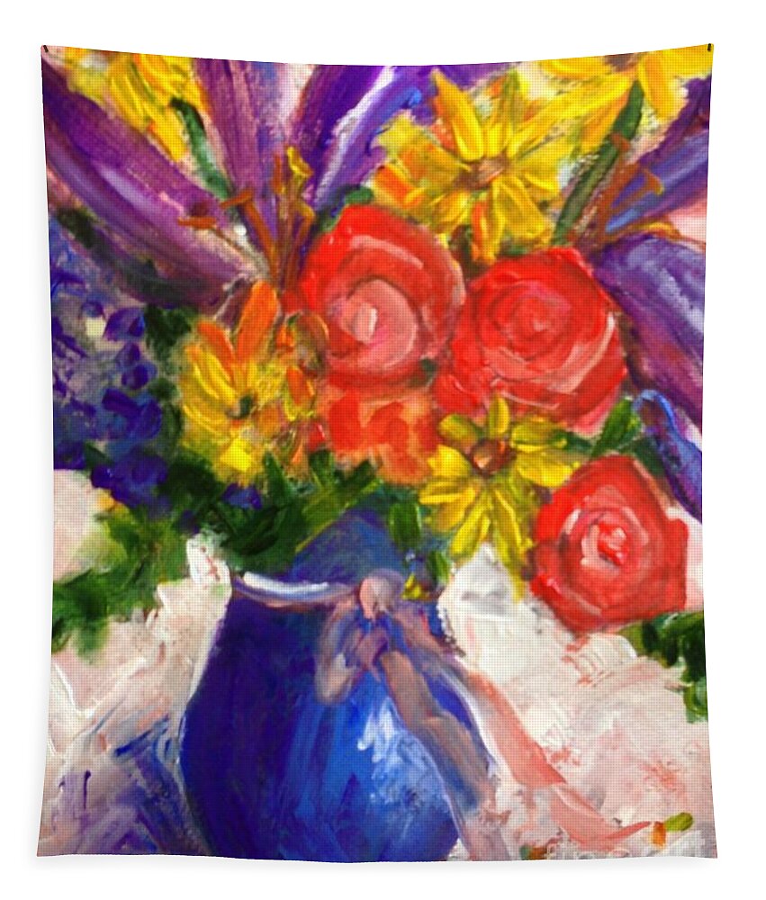 Floral Tapestry featuring the painting Wendy's Floral by Sherry Harradence