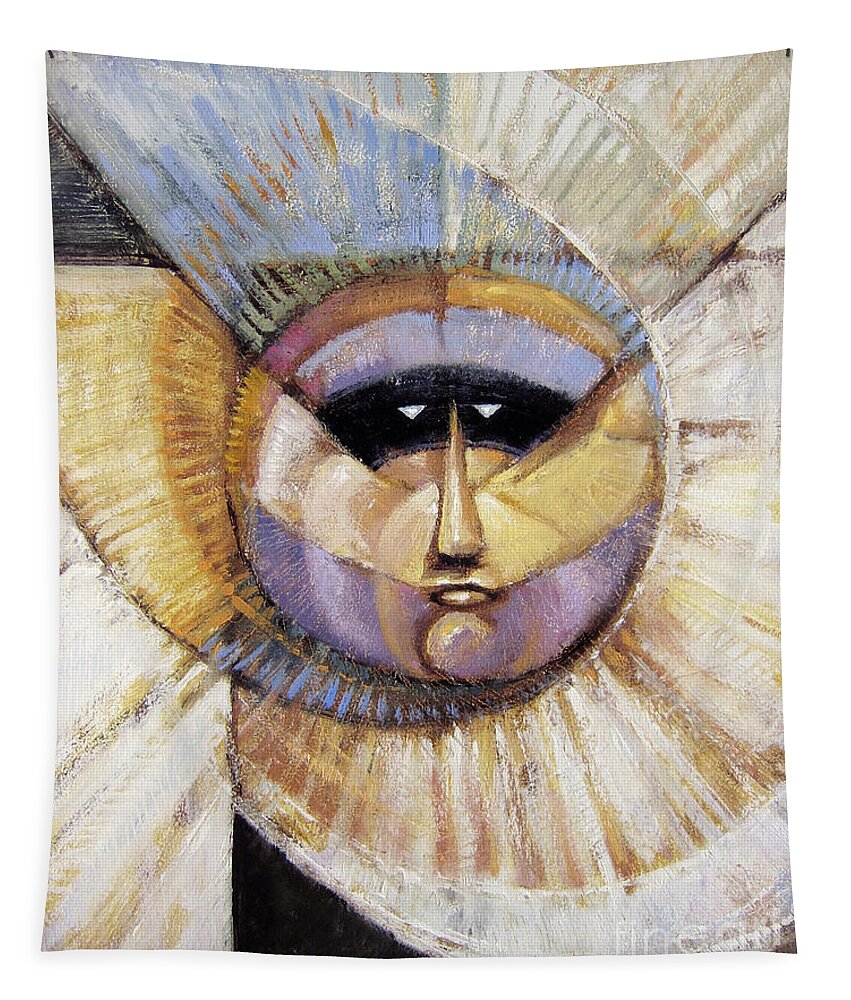 Mask Tapestry featuring the painting Western Solarmask by Randy Wollenmann