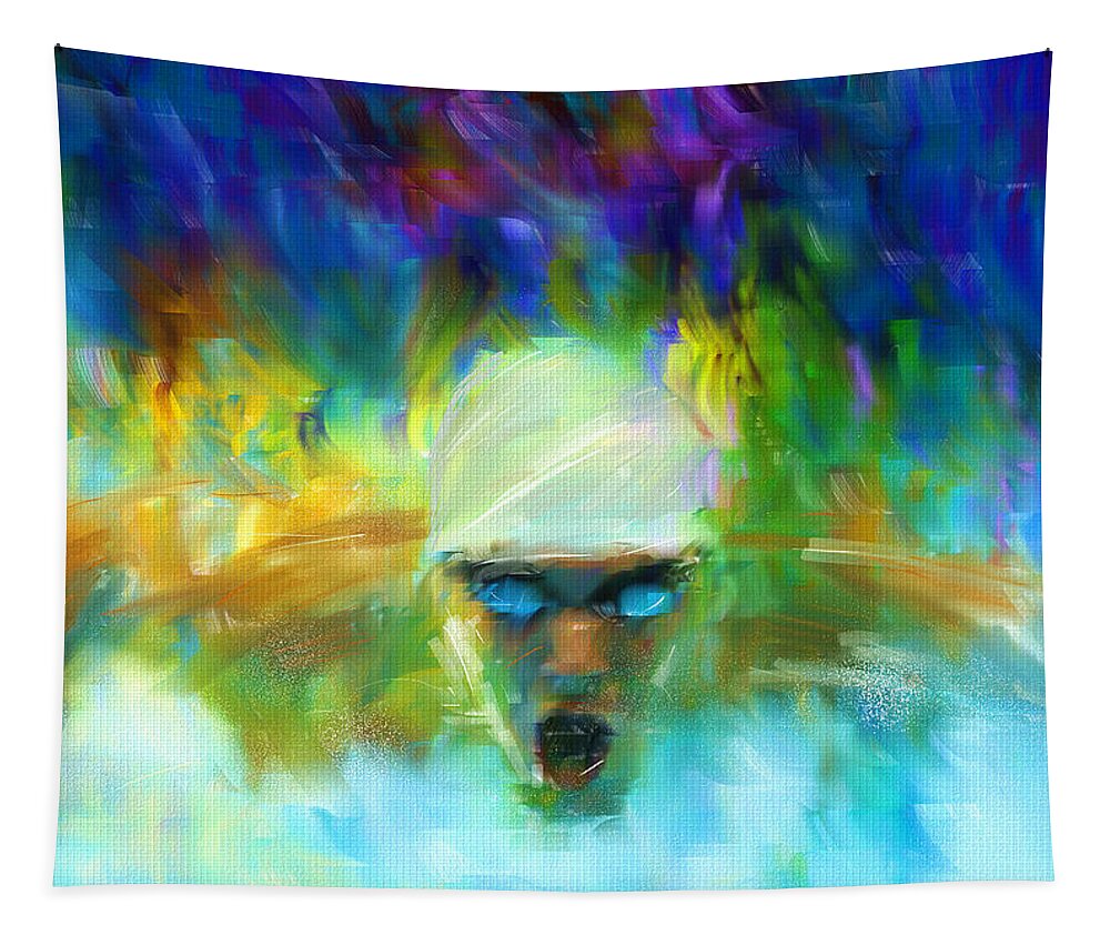 Swimming Tapestry featuring the digital art Wet And Wild by Lourry Legarde