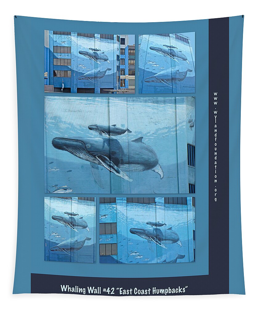Wyland Tapestry featuring the photograph Whaling Wall 42 - East Coast Humpbacks - Original Painting by Wyland by Carol Senske