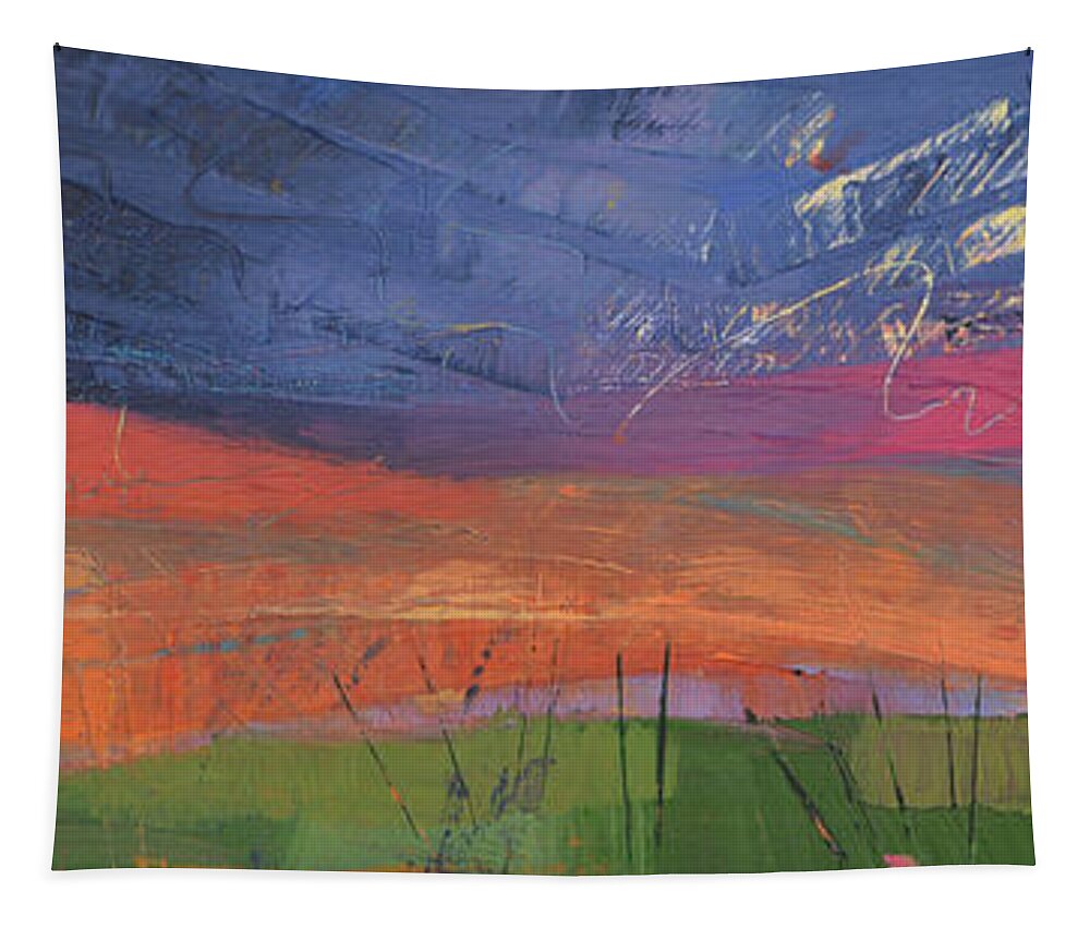 Sunrise Tapestry featuring the painting What if there's more by Linda Bailey