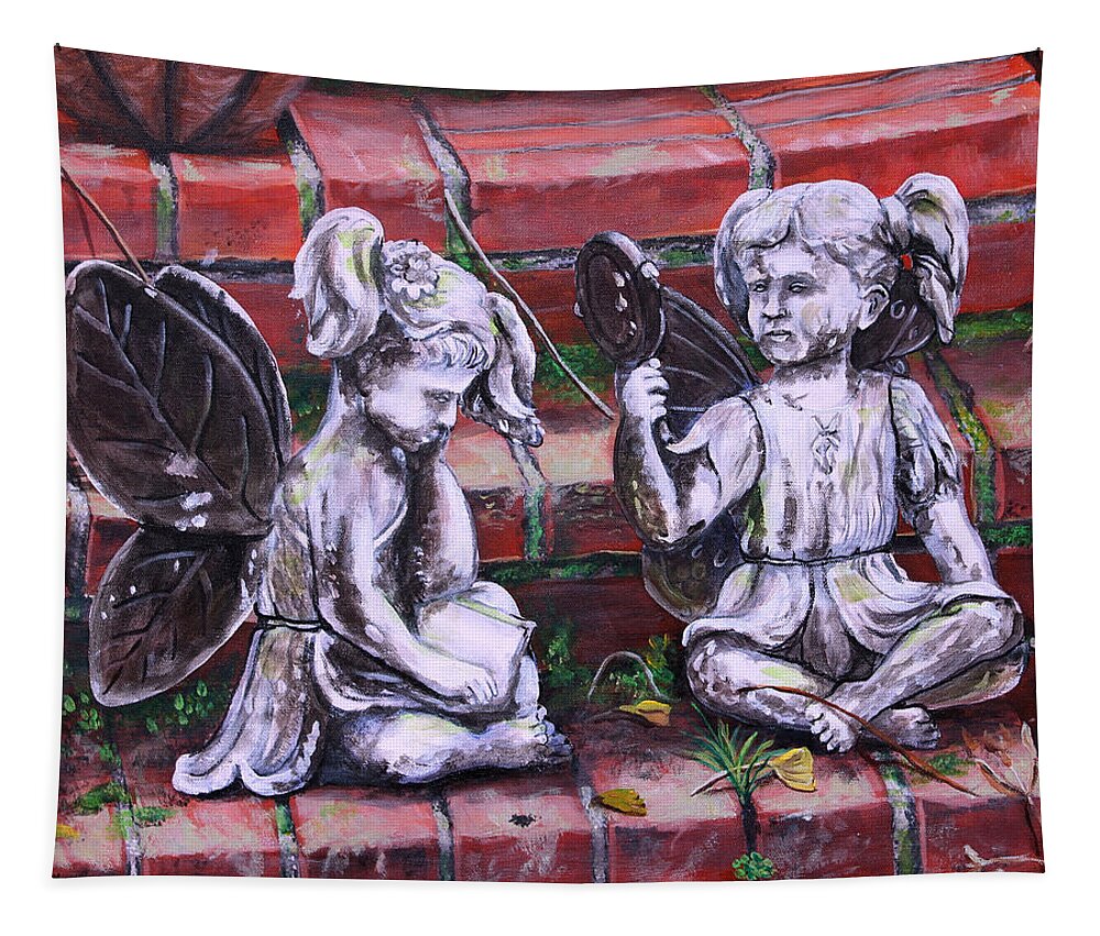 Garden Fairies Tapestry featuring the painting What Memories We Hold by Karl Wagner