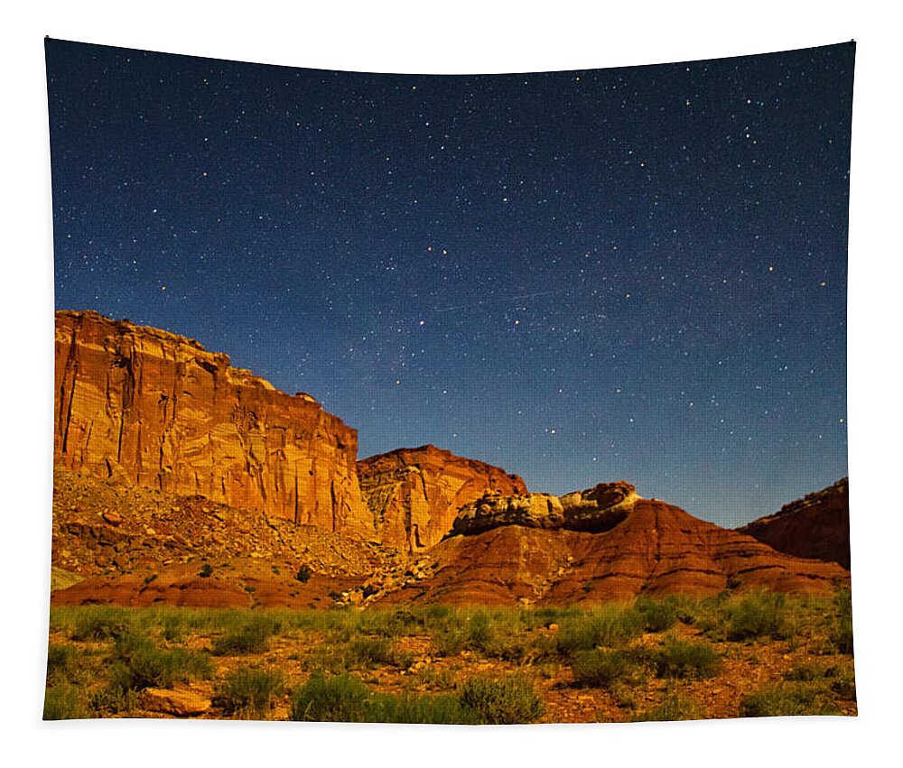 Capitol Reef Stars;capitol Reef Star Trails Tapestry featuring the photograph Where the wild things are by Kunal Mehra