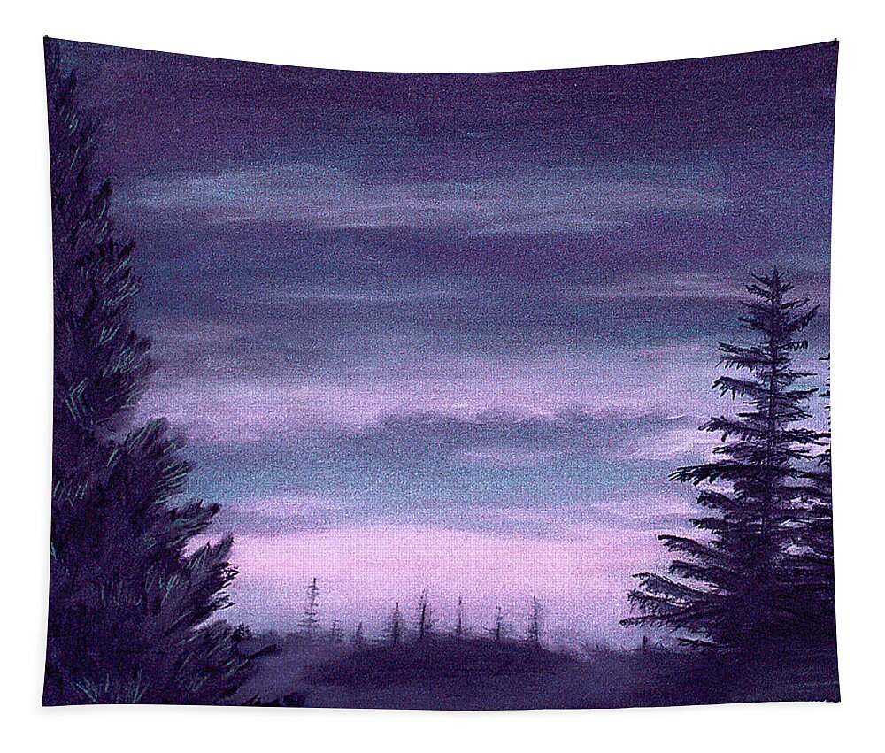 Whispering Tapestry featuring the pastel Whispering Pines by Michael Heikkinen