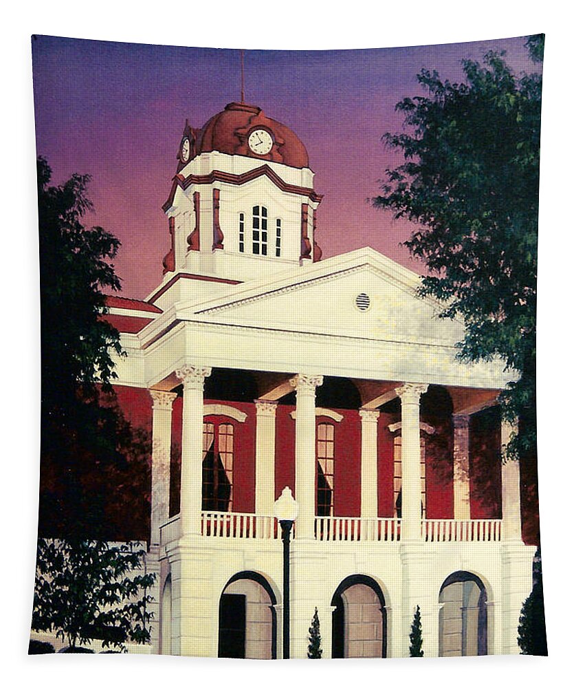 White County Tapestry featuring the painting White County Courthouse by Glenn Pollard