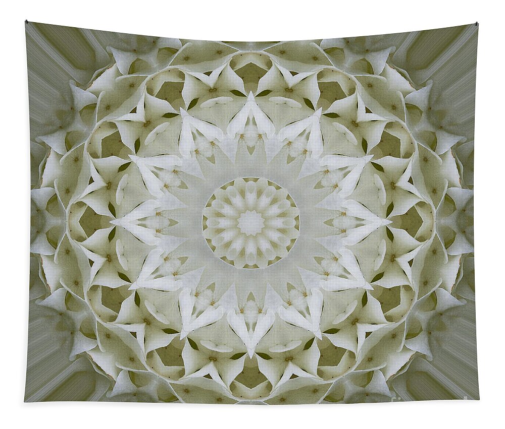 Mandala Tapestry featuring the photograph White Floral Mandala 7 by Carrie Cranwill