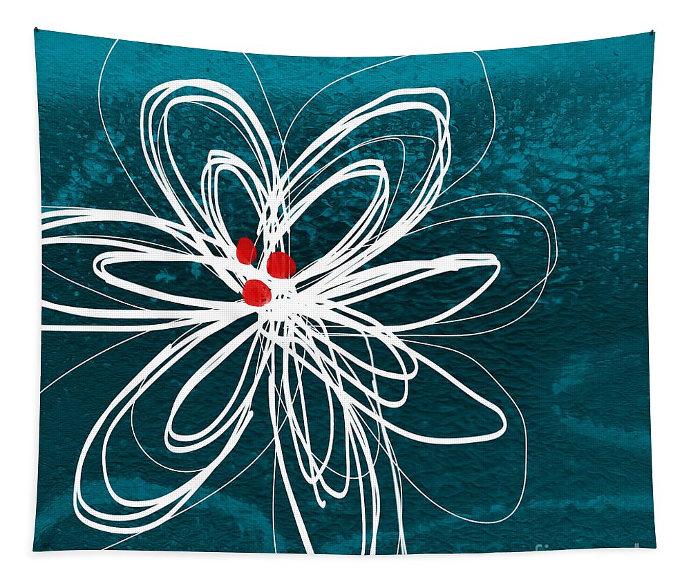 Abstract Tapestry featuring the painting White Flower by Linda Woods