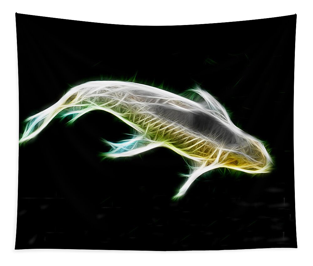 Fractalius Tapestry featuring the photograph White Koi by Maggy Marsh