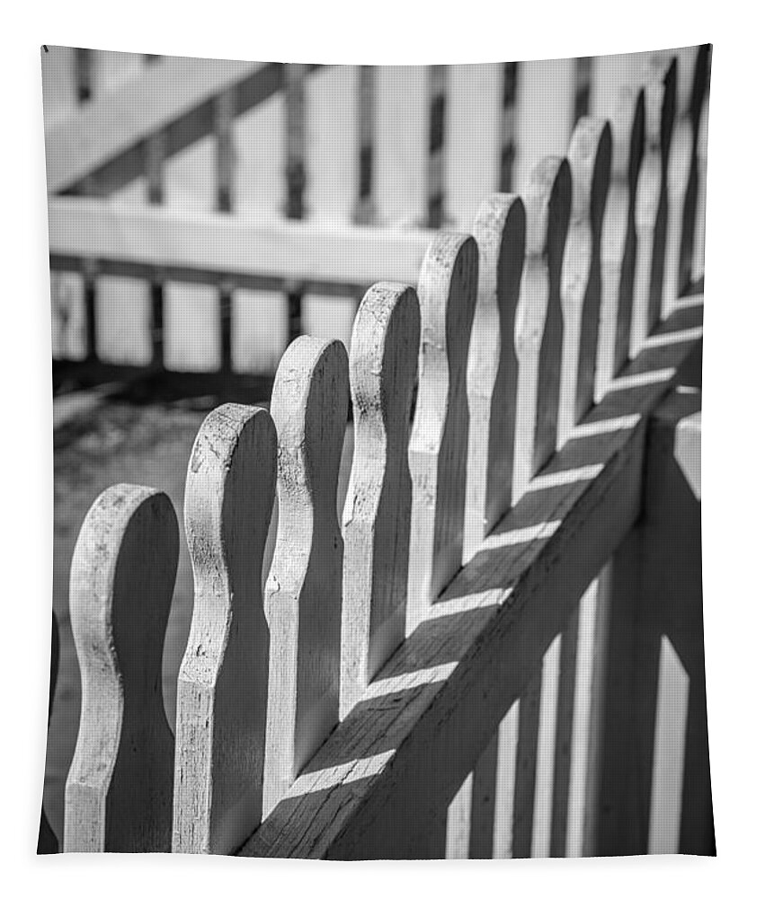 Black Tapestry featuring the photograph White Picket Fence Portsmouth by Edward Fielding