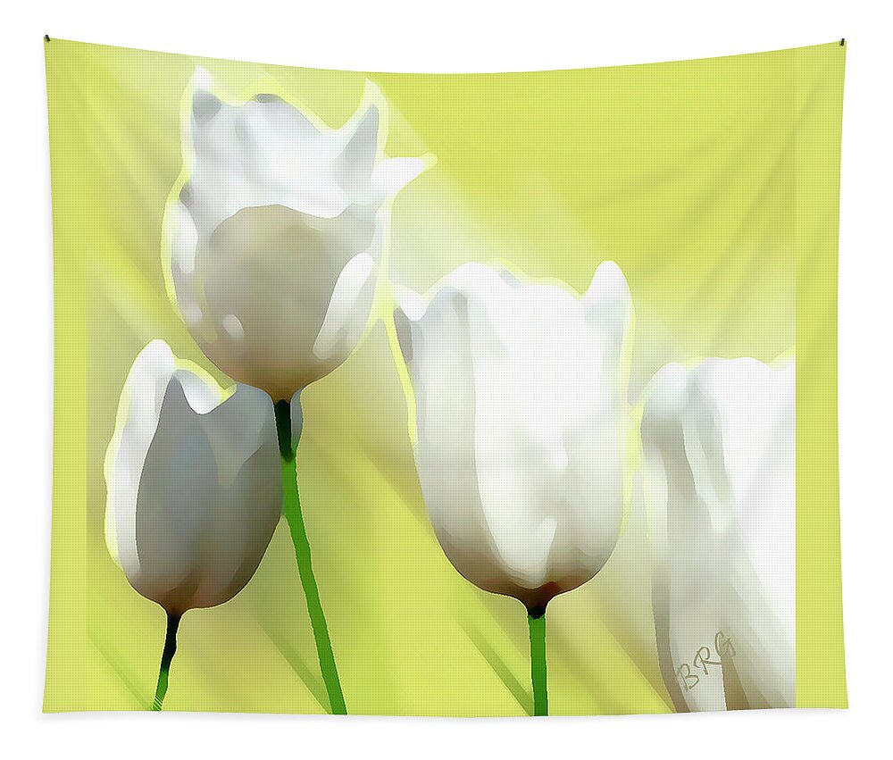 White Flower Tapestry featuring the photograph White Tulips by Ben and Raisa Gertsberg