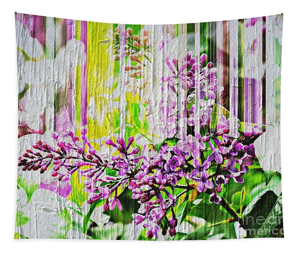 Lilac Tapestry featuring the photograph White Washed Painted Lilac by Judy Palkimas
