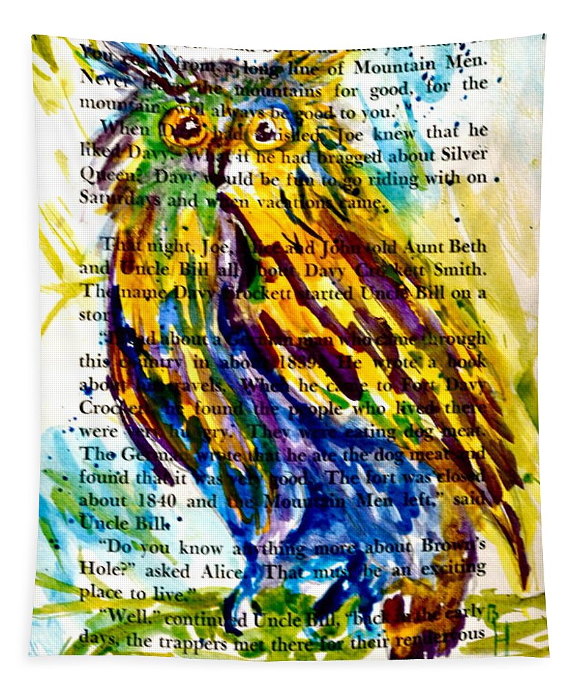 Owl Tapestry featuring the painting Who Is That by Beverley Harper Tinsley