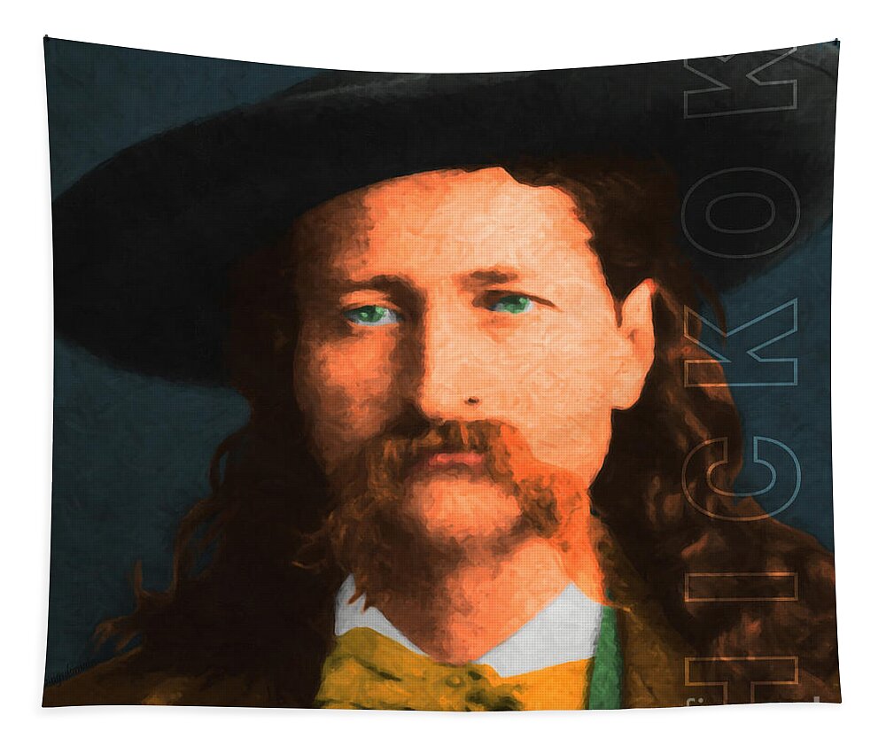 Wild Bill Hickok Tapestry featuring the photograph Wild Bill Hickok 20130518 square with text by Wingsdomain Art and Photography