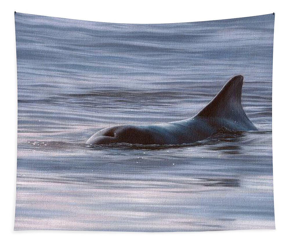 Bottlenose Dolphin Tapestry featuring the painting Wild Bottlenose Dolphin Painting - In Support of the Sea Shepherd Conservation Society by Rachel Stribbling