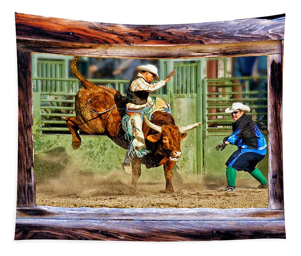 Bull Riding Tapestry featuring the photograph Wild Ride by Priscilla Burgers