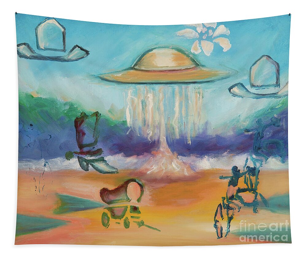 Wild Wild West Tapestry featuring the painting Wild Wild West by Karen E. Francis by Karen Francis