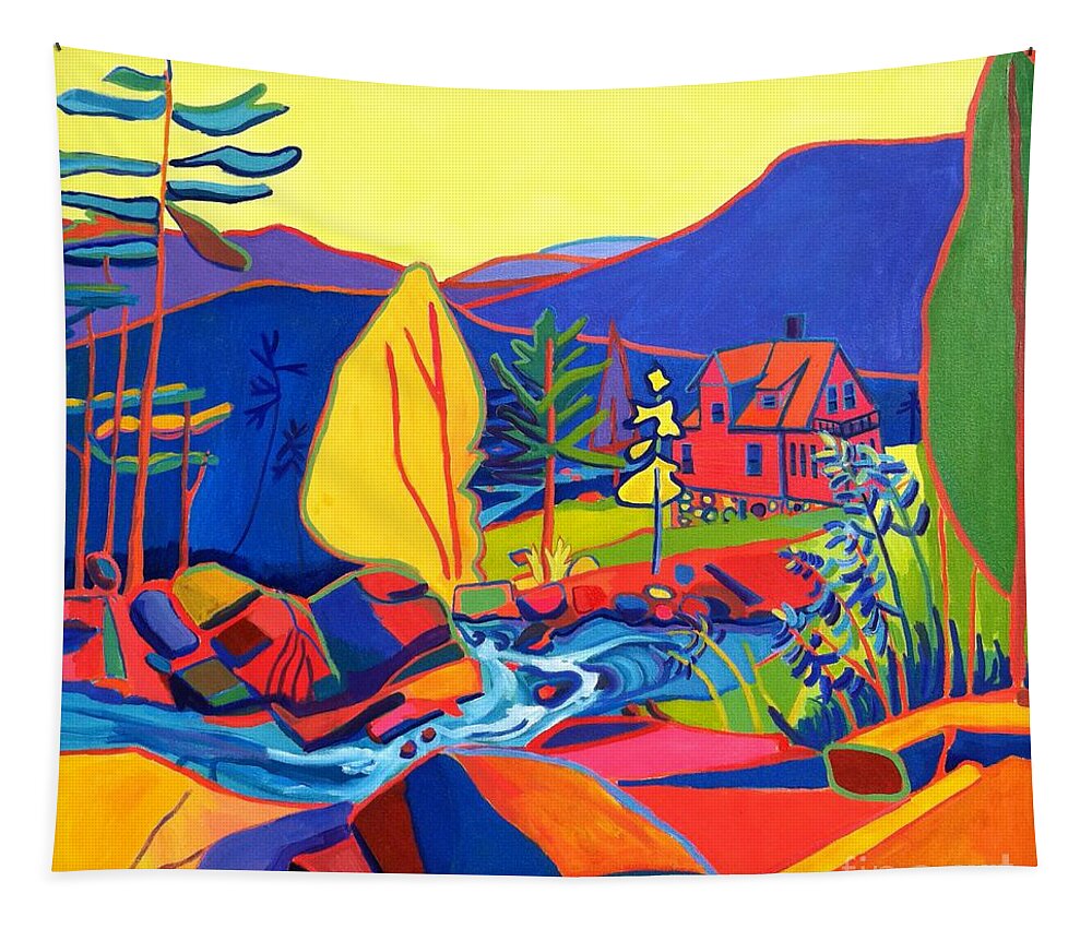 Landscape Tapestry featuring the painting Wildcat River House by Debra Bretton Robinson