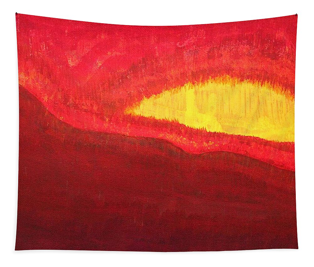 Fire Tapestry featuring the painting Wildfire Eye original painting by Sol Luckman