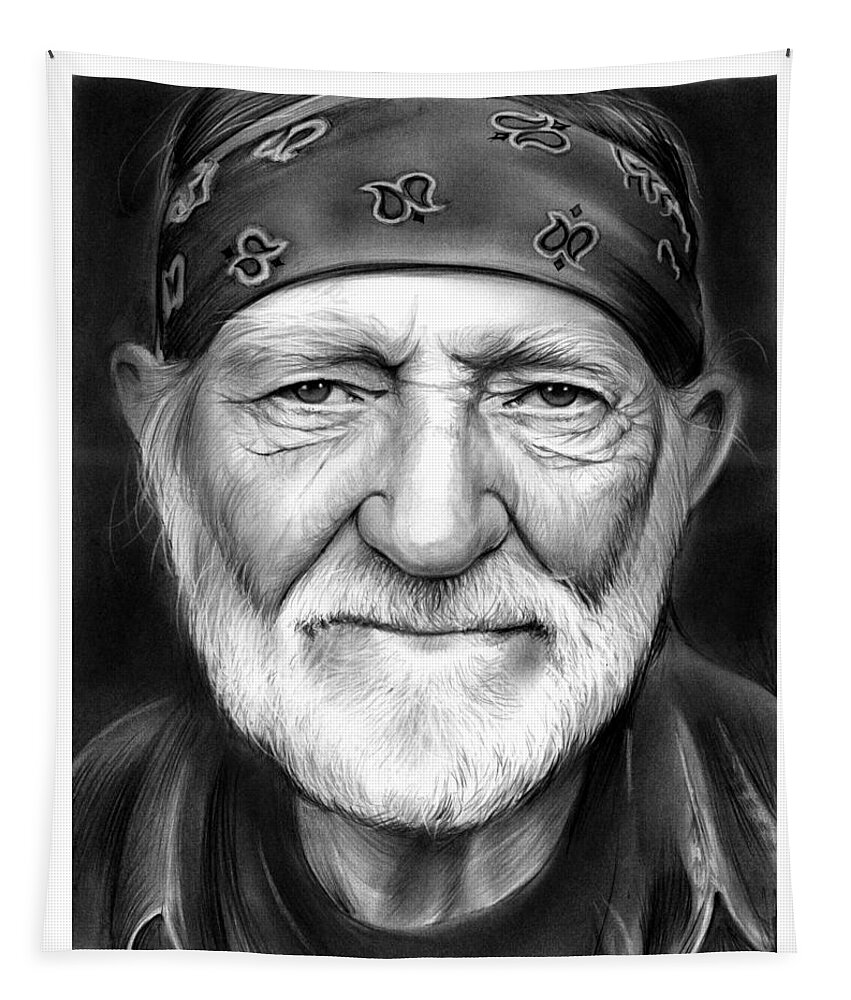 Singer Tapestry featuring the drawing Willie Nelson by Greg Joens