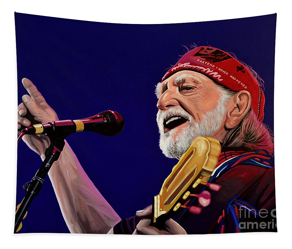 Willie Nelson Tapestry featuring the painting Willie Nelson by Paul Meijering