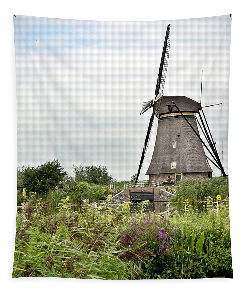 Amsterdam Tapestry featuring the photograph Windmill of Kinderdijk by Ivy Ho
