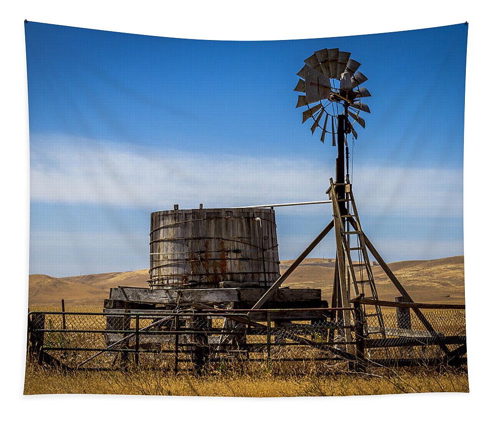 Windmill Tapestry featuring the photograph Windmill Water Pump Station by Bruce Bottomley